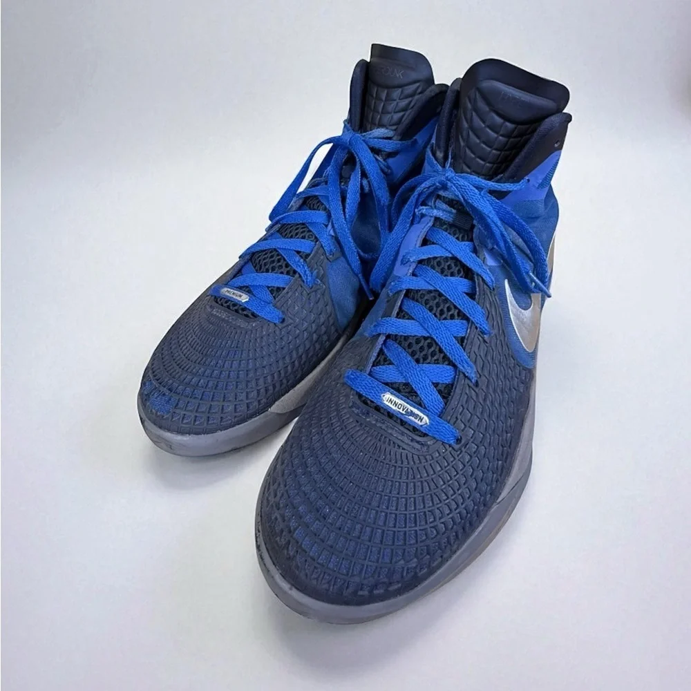 Nike Zoom Hyperdunk 2011 Premium Basketball Shoes Blue Silver Men’s Size 11.5